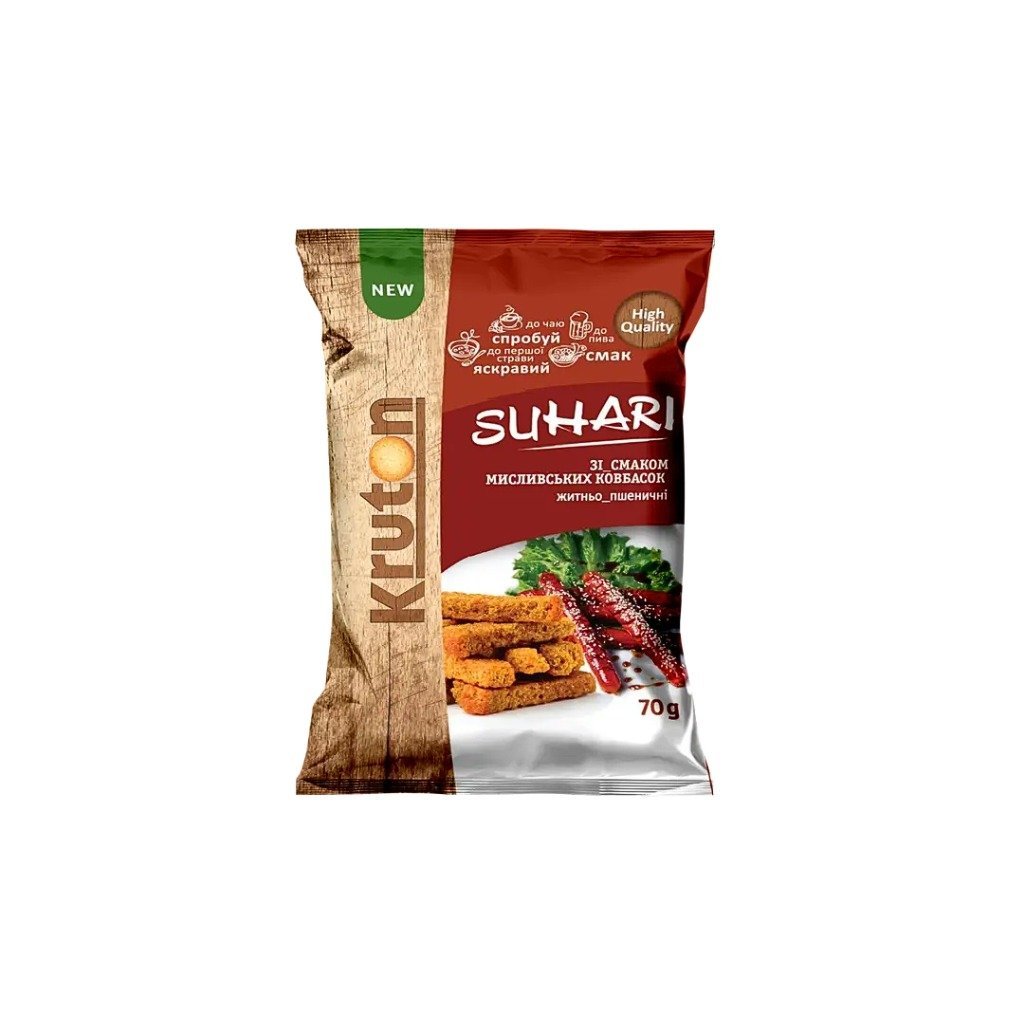 Sucharki żytnio-pszenne o smaku kiełbasek myśliwskich 