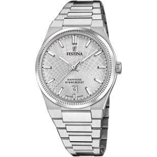 Zegarek Festina Swiss Made 20051/2 Zegarek Męski srebrny z funkcją datownika - Zegarki męskie - miniaturka - grafika 1