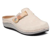Klapki i japonki damskie - Klapki damskie zakryte palce wygodne skórzana wkładka beżowe Inblu PF-04-37 - miniaturka - grafika 1