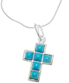 Biżuteria religijna - Srebrny krzyżyk z turkusem - miniaturka - grafika 1