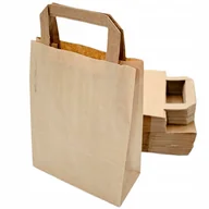 Akcesoria do pakowania - TORBA TOREBKA PAPIEROWA SZARA KLOCKOWA KRAFT Z UCHEM 180x90x230 25 sztuk - miniaturka - grafika 1