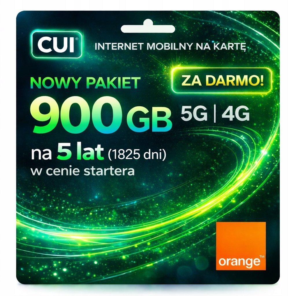 Internet Orange Lte 4G 5G 900GB na 5 lat Karta Sim Router, Kamera, Gps