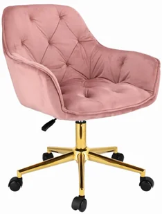 Fotel biurowy, krzesło biurowe Pikowane różowe obrotowe krzesło w stylu glamour P4-T19 - Fotele i krzesła biurowe - miniaturka - grafika 1
