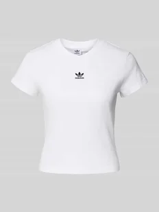 T-shirt o kroju slim fit z wyhaftowanym logo - Koszulki i topy damskie - miniaturka - grafika 1