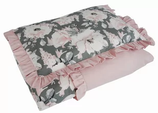Pościel do łóżeczka z falbanką 90x120 SZARA PEONIA - Pościel dla dzieci - miniaturka - grafika 1