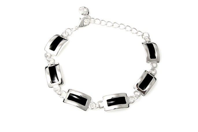 Srebrno Czarna Bransoleta Damska Klasyka