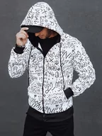 Bluzy męskie - Bluza męska rozpinana z kapturem biała Dstreet BX5811 - miniaturka - grafika 1