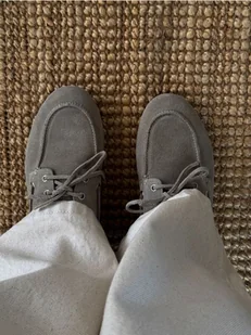 Reserved - Zamszowe loafersy ze sznurowaniem - oliwkowy - Moda i Uroda OUTLET - miniaturka - grafika 1