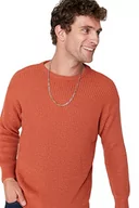 Bluzy męskie - Trendyol Męska bluza z okrągłym dekoltem, gładka, dopasowana, brązowa, L, Brązowy, L - miniaturka - grafika 1