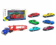 Samochody i pojazdy dla dzieci - LAWETA CIĘŻARÓWKA TIR ZESTAW SAMOCHODÓW 6SZT - miniaturka - grafika 1