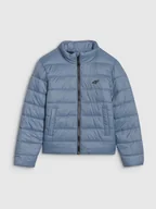 Kurtki i kamizelki sportowe męskie - 4F Kurtka puchowa z wypełnieniem syntetycznym chłopięca - granatowa 122 (6-7 lat) - miniaturka - grafika 1