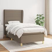 Łóżka - Łóżko kontynentalne z materacem, taupe, tkanina, 100x200 cm Lumarko! - miniaturka - grafika 1