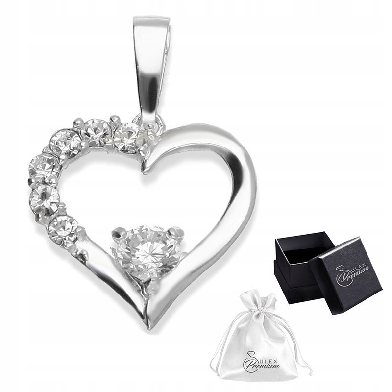 Zawieszka srebrna pr. 925 Ażurowe Serce z Cyrkoniami
