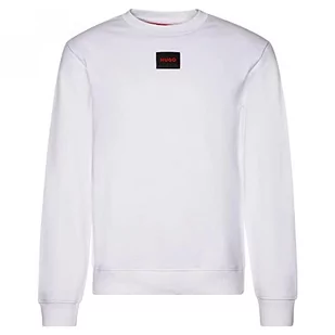 HUGO Męska bluza Diragol212 z bawełny Terry z czerwoną etykietą z logo, Open White127, XL - Bluzy męskie - miniaturka - grafika 1