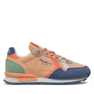 Buty dla dziewczynek - Sneakersy Pepe Jeans Brit Print G PGS40001 Pomarańczowy - miniaturka - grafika 1