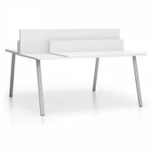 Stoły i stoliki do biura - B2B Partner Stół biurowy DOUBLE LAYERS, przesuwny blat, z przegrodami, biały 611560 - miniaturka - grafika 1
