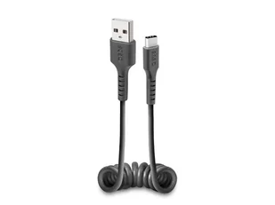 SBS USB-A - USB-C, 0,5m, sprężynka, czarny | - Kable - miniaturka - grafika 1