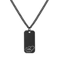 Naszyjniki - Męska czarna blaszka naszyjnik na prezent dla taty z grawerem - Manoki - miniaturka - grafika 1