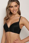 Biustonosze - Czarny Biustonosz Push-Up Ozdobiony Koronką Dimessta - miniaturka - grafika 1