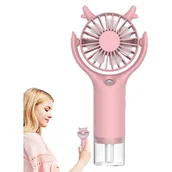 Wentylatory - Akumulatorowy wentylator mgiełkowy z 3 regulowanymi poziomami chłodzenia i zasilaniem USB do domu, na kemping i na zewnątrz, różowy - miniaturka - grafika 1