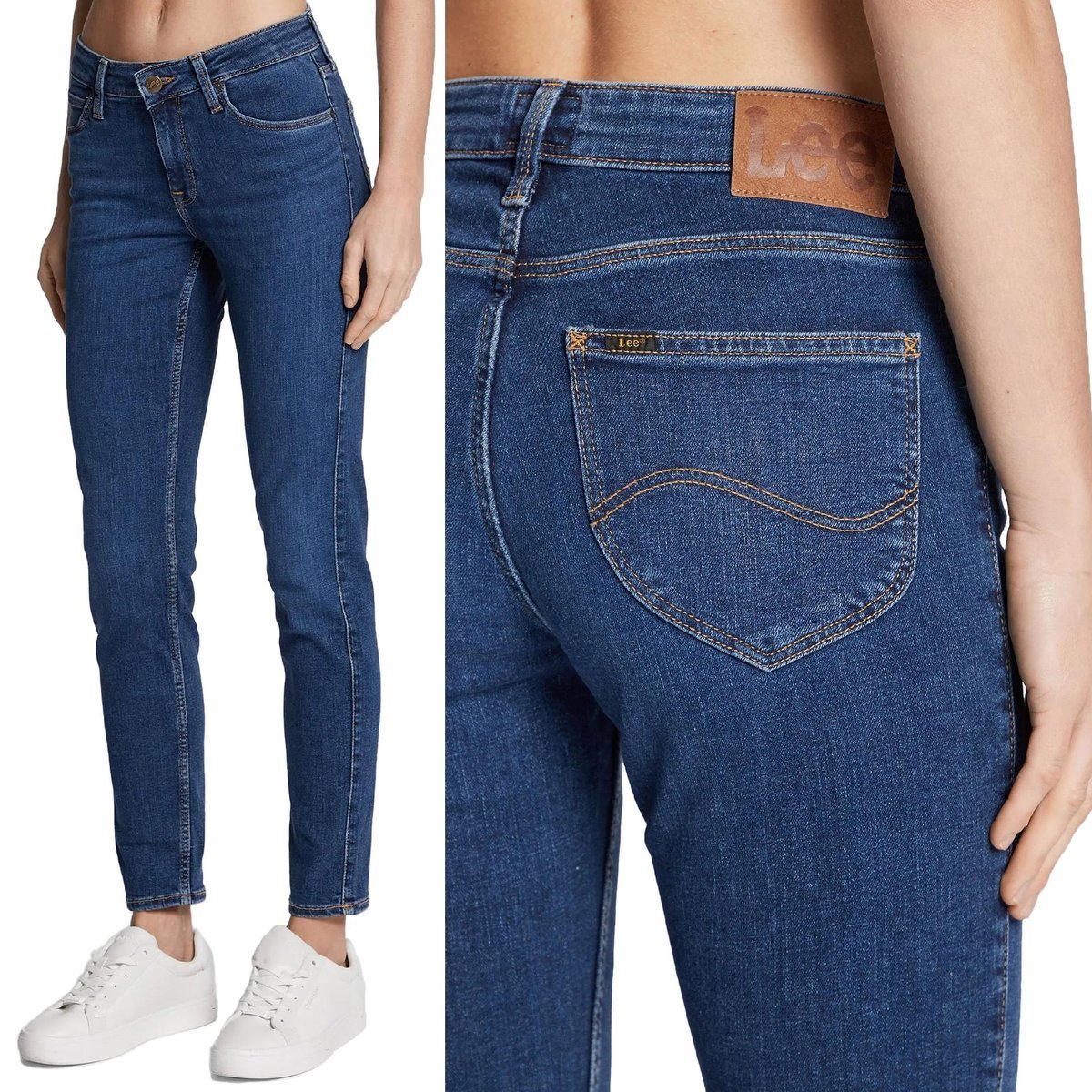 Lee Elly slim Clear Indigo ciemne proste damskie spodnie jeansowe W25 L31