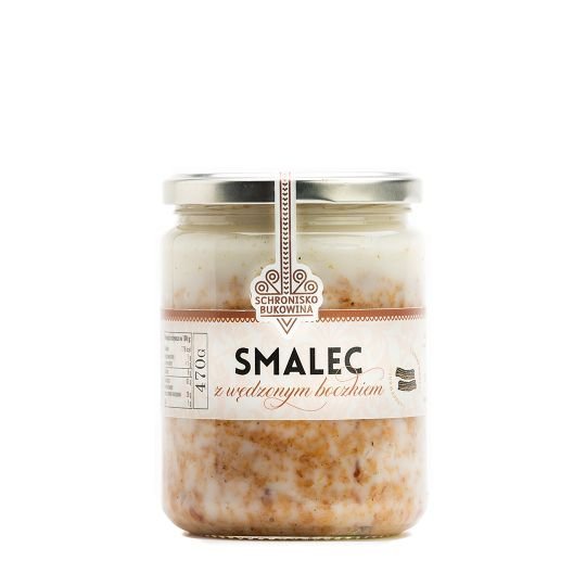 Smalec z wędzonym boczkiem 470g - Schronisko Bukowina
