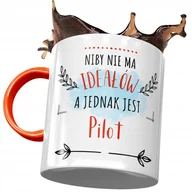 Kubki - Kubek Pomarańczowy dla Pilota Nie ma Ideałów z Nadrukiem ze Zdjęciem + Opakowanie na prezent (wzór 03) - miniaturka - grafika 1