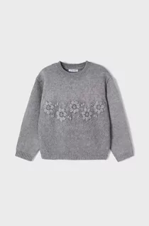 Swetry dla dziewczynek - Mayoral sweter dziecięcy kolor szary lekki - grafika 1
