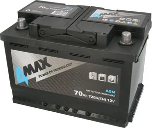 Akumulator 4MAX 12V 70Ah/720A START&STOP AGM P+ biegun standardowy 277x175x190 B13 - stopka o wysokości 10 5 mm agm/rozruchowy - Ładowarki i akumulatory - miniaturka - grafika 1