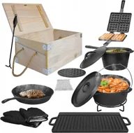 Zestawy garnków i patelni - PIEKARNIK HOLENDERSKI AUFUN ZESTAW W DREWNIANYM PUDEŁKU 12 SZTUK - miniaturka - grafika 1