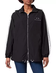 Armani Exchange Damska kurtka pakowana wewnątrz kaptur, bluza z kapturem, ze sznurkiem, Czarny, M - Kurtki damskie - miniaturka - grafika 1