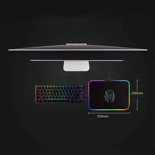 Podkładka pod mysz na biurko Gamingowa podświetlenie LED 35x25cm Black - Podkładki pod mysz - miniaturka - grafika 7