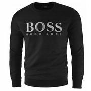 Bluzy męskie - Hugo Boss Czarna Bluza Z Haftowanym Logo Białym /l - miniaturka - grafika 1