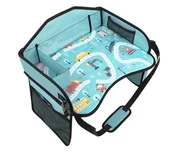 Akcesoria do fotelików - Tacka Stolik Do Podróży Samochodem Dla Dzieci Niebieski Auta - miniaturka - grafika 1