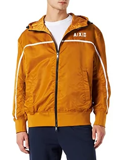 Kurtki męskie - Armani Exchange Męska kurtka z kapturem Geometric Line Back&Front, Buckthorn, Large - grafika 1