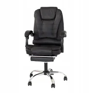 Fotele i krzesła biurowe - Fotel biurowy z masażem, krzesło biurowe z podnóżkiem LP200B, czarny - miniaturka - grafika 1