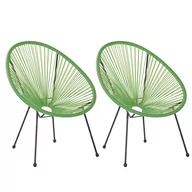 Fotele i krzesła ogrodowe - Beliani Zestaw 2 krzeseł rattanowy zielony ACAPULCO II - miniaturka - grafika 1