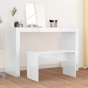 Lumarko Stołek do toaletki, biały o wysokim połysku, 70x35x45 cm - Ławki do przedpokoju - miniaturka - grafika 1