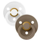 Smoczki uspokajające - BIBS 2-PACK S WHITE & DARK OAK Smoczek Uspokajający kauczuk Hevea - miniaturka - grafika 1