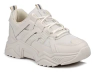 Sneakersy damskie - Buty sportowe damskie sneakersy na platformie beżowe News 4620-39 - miniaturka - grafika 1