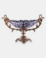 Zabawki kreatywne - Porcelanowa Misa okuta Brązem z Łabędziami Błękitne Kwiaty - miniaturka - grafika 1