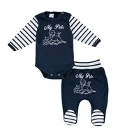 Moda i Uroda OUTLET - Komplet chłopięcy body długi rękaw i półśpiochy, granatowy ze zwierzątkami, Tup Tup - miniaturka - grafika 1