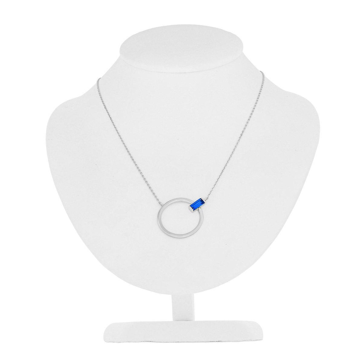 Srebrny naszyjnik kółko z niebieską cyrkonią pr. 925
