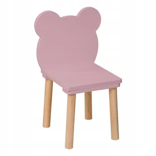 Krzesełko dla dzieci Miś drewniane różowe - 52 cm, krzesło dziecięce - Krzesła obrotowe dla dzieci - miniaturka - grafika 1