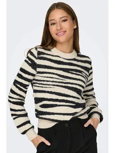 Jacqueline de Yong Sweter JDYLORRAINE ANIMAL L/S PULLOVER KNT Beżowy Over Fit - Swetry damskie - miniaturka - grafika 1