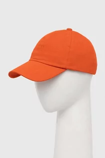 Czapki męskie - BOSS czapka z daszkiem bawełniana BOSS ORANGE kolor pomarańczowy gładka - Boss - grafika 1