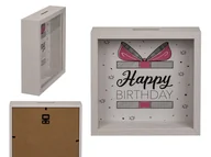 Skarbonki - Skarbonka Happy Birthday Urodziny Drewniana ramka - miniaturka - grafika 1