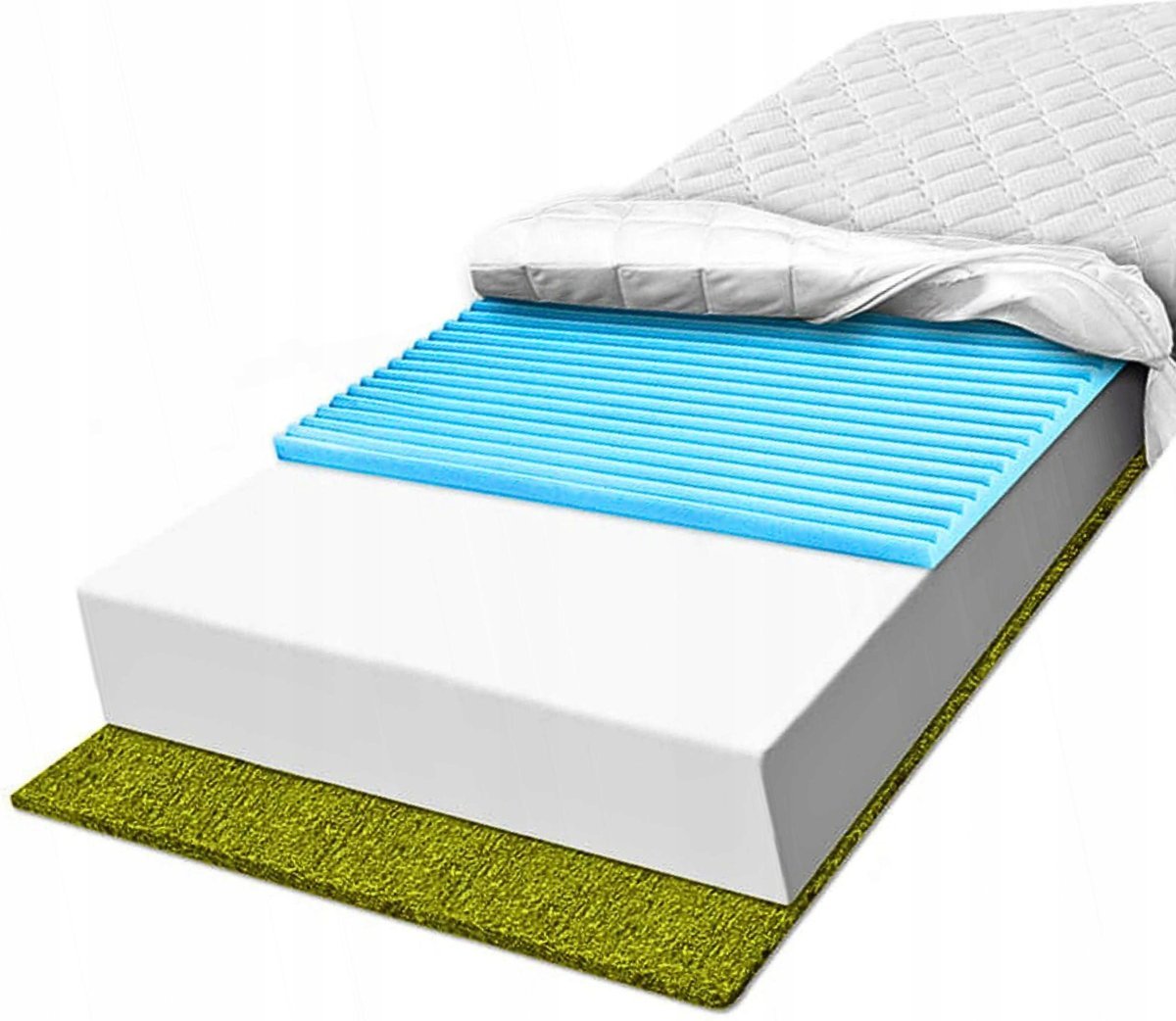 Materac piankowy 90x200x11 Trawa morska HR masująca utwardzony H1 H2 miękki