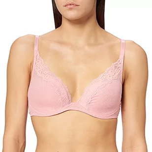 Passionata - Brooklyn biustonosz typu plunge, nowoczesne wzornictwo z graficznym tiulem, głęboki dekolt, miękkie i ultralekkie miseczki – niewidoczny pod ubraniem, Rose Tutu, 80g - Biustonosze - miniaturka - grafika 1