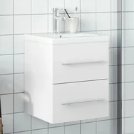 Szafki łazienkowe - vidaXL Szafka łazienkowa z wbudowaną umywalką, biała - miniaturka - grafika 1